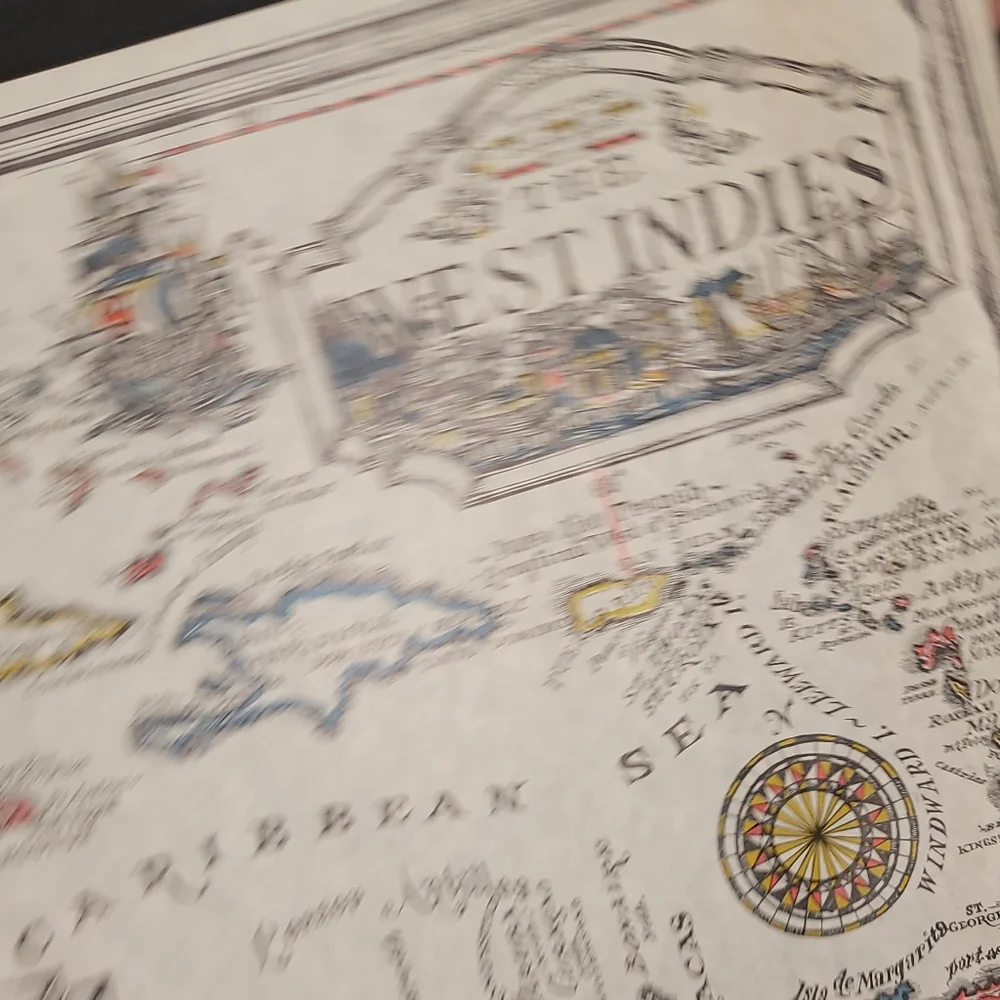Vintage Caribbean Map - Pristine Condition in Original Container!